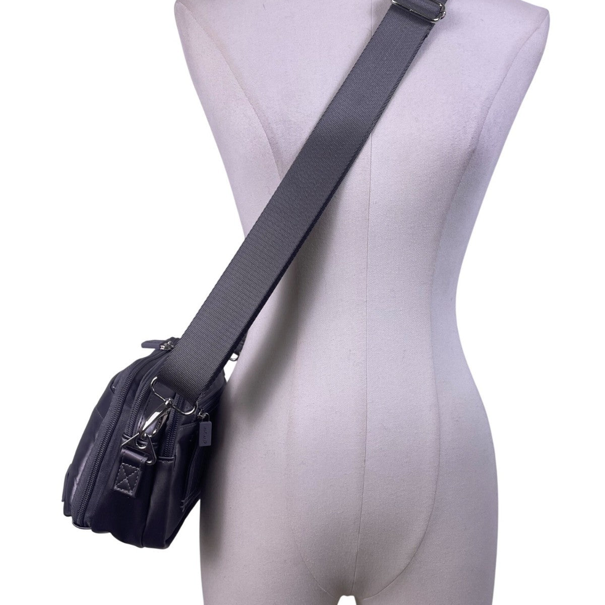 IHKWIP Unisex Black Nylon Adjustable Strap Convertible Crossbody Bag