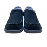 Orthofeet Men’s Black Leather With Faux Fur Lining Slip-On Slippers Size 12 Wide