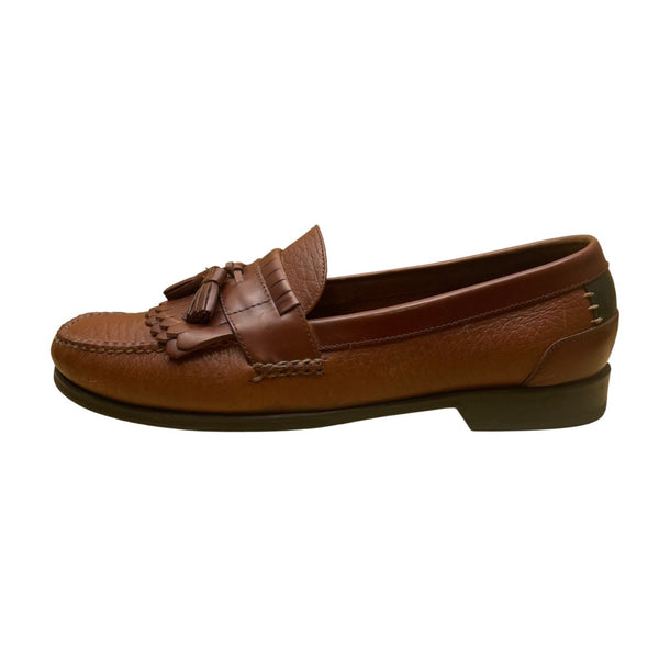 H.S Trask Men’s Brown Leather Vibram Sole Tassel Moccasin Size 12N
