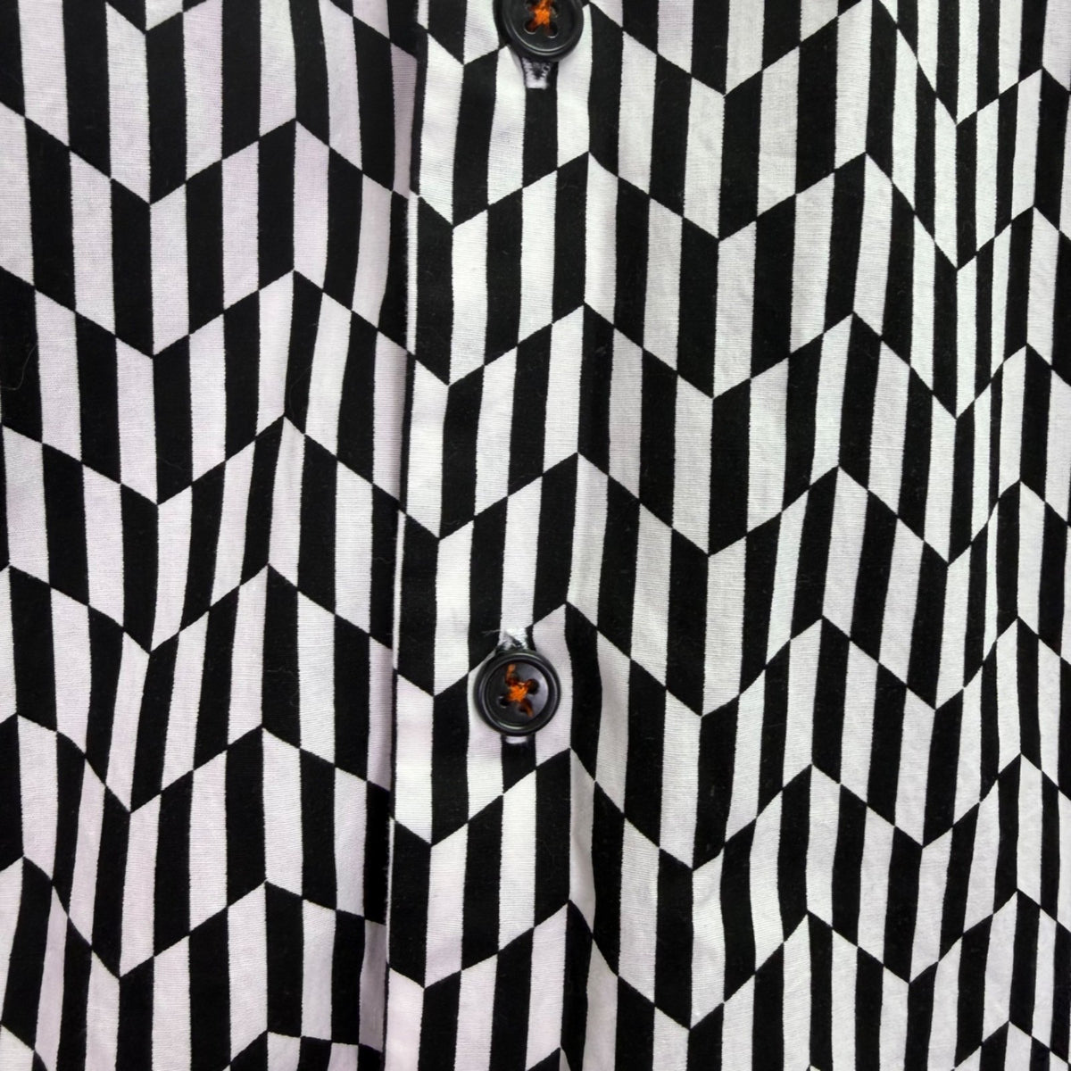 Michael Kors Mens Black & White Cotton Collared Button-Up Long Sleeve Shirt Sz L