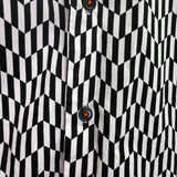 Michael Kors Mens Black & White Cotton Collared Button-Up Long Sleeve Shirt Sz L