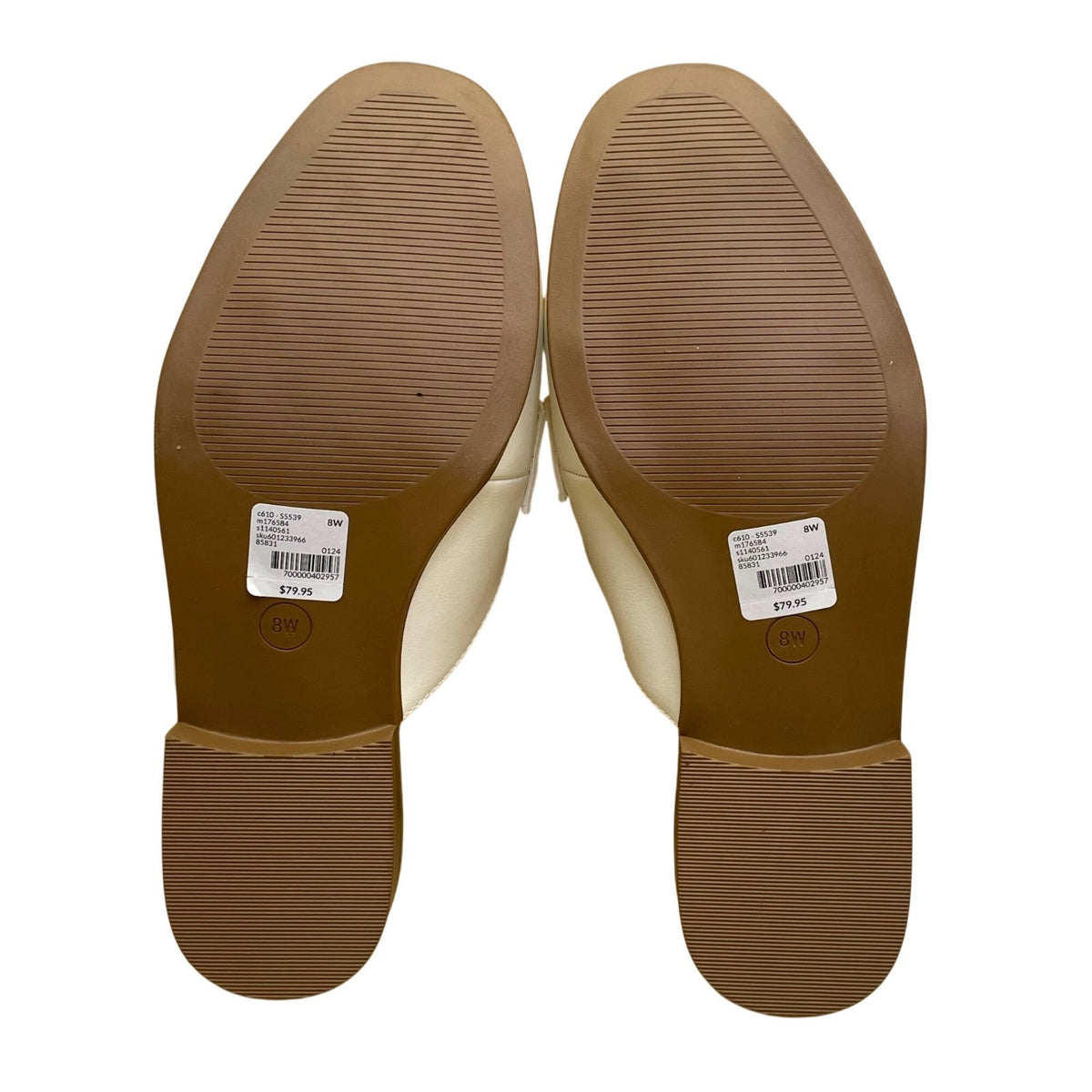 Lane Bryant Women’s White Synthetic Gold Chain Slip-On Mule Loafers Size 8W