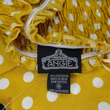Women's Yellow & White Polka Dot Strapless High-Low Dress By Angie