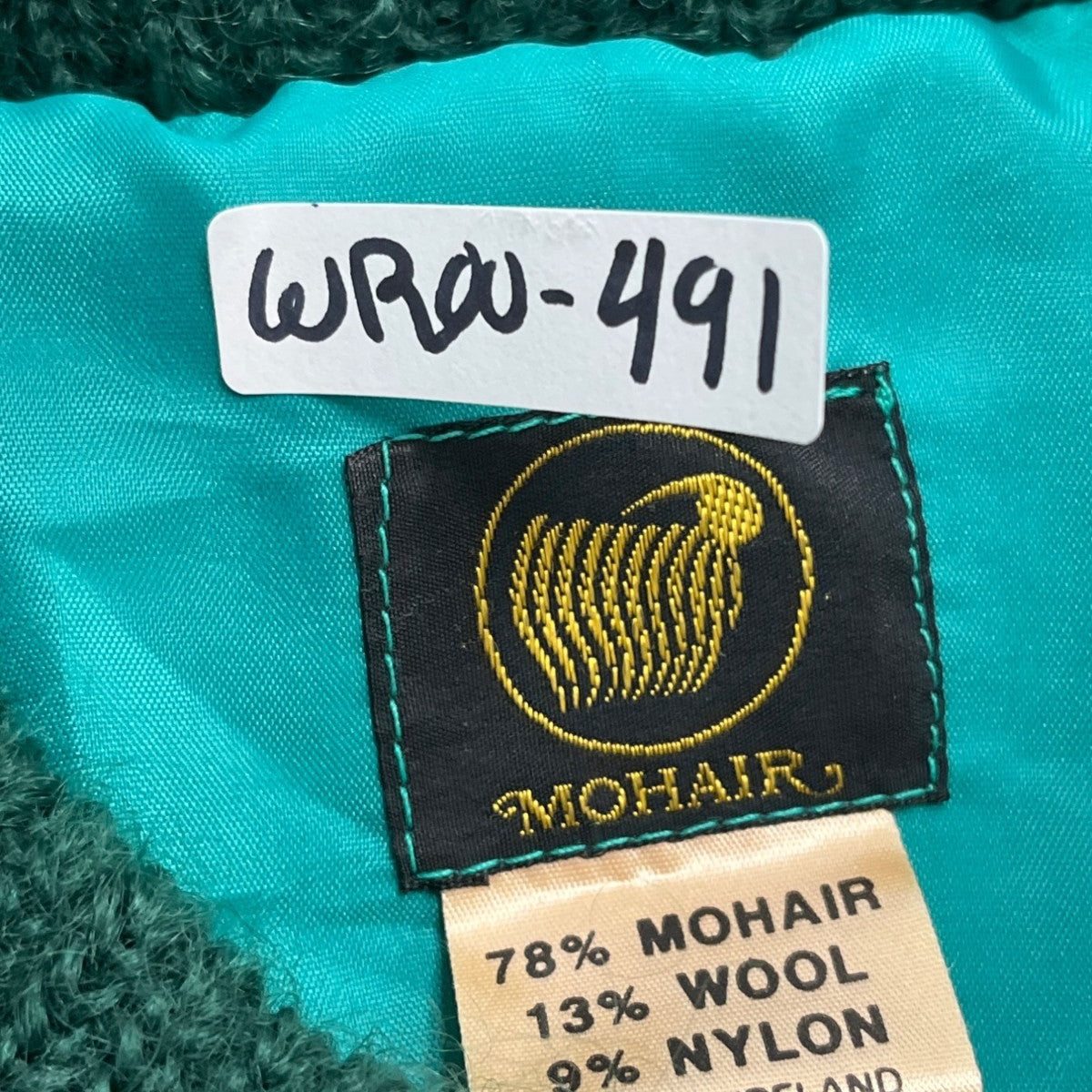 Vitage Mohair Green Geometric Mohair Blend Button-Up Cardigan Sweater Women’s