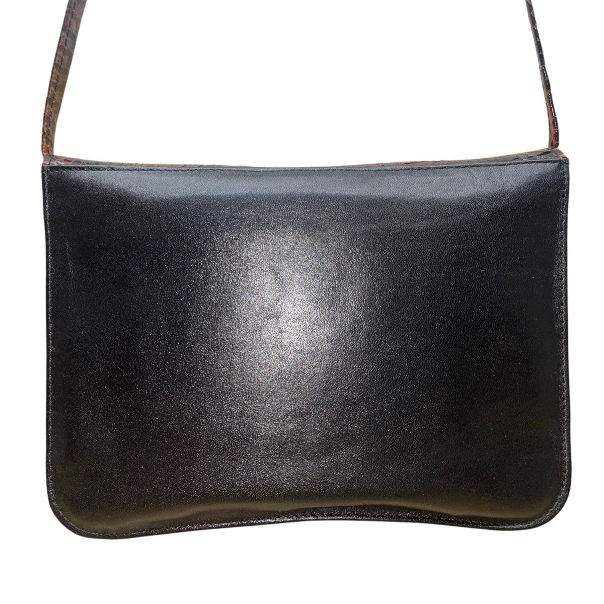 Vintage Bloomingdales 80’s Women’s Black/Brown Leather Snake Print Shoulder Bag