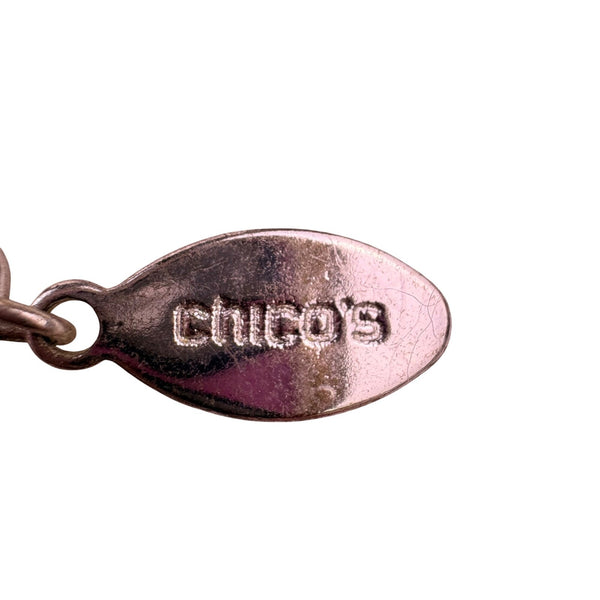 Chicos Womens Silver Tone Metal Statement Necklace 