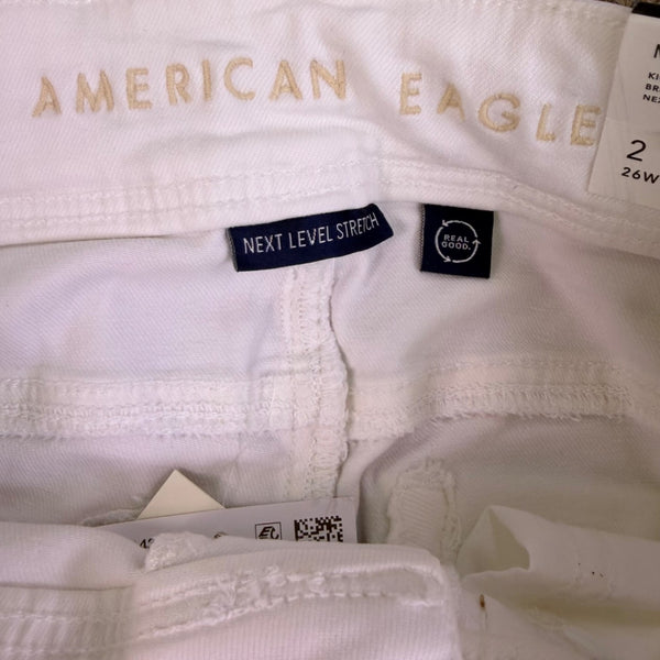 American Eagle Womens White Kick Boot Jeans Short Stretch Fit Size 2