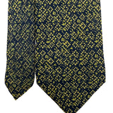 Brioni Mens Navy Yellow Silk Tie Geometric Pattern Handmade In Italy 3.5