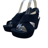 Clarks Women’s Black Suede Open-Toe Slingback Platform Sandals Size 7.5US