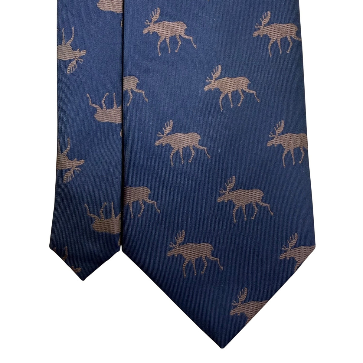 Vifa Mens Navy Blue Polyester Moose Print Neck Tie