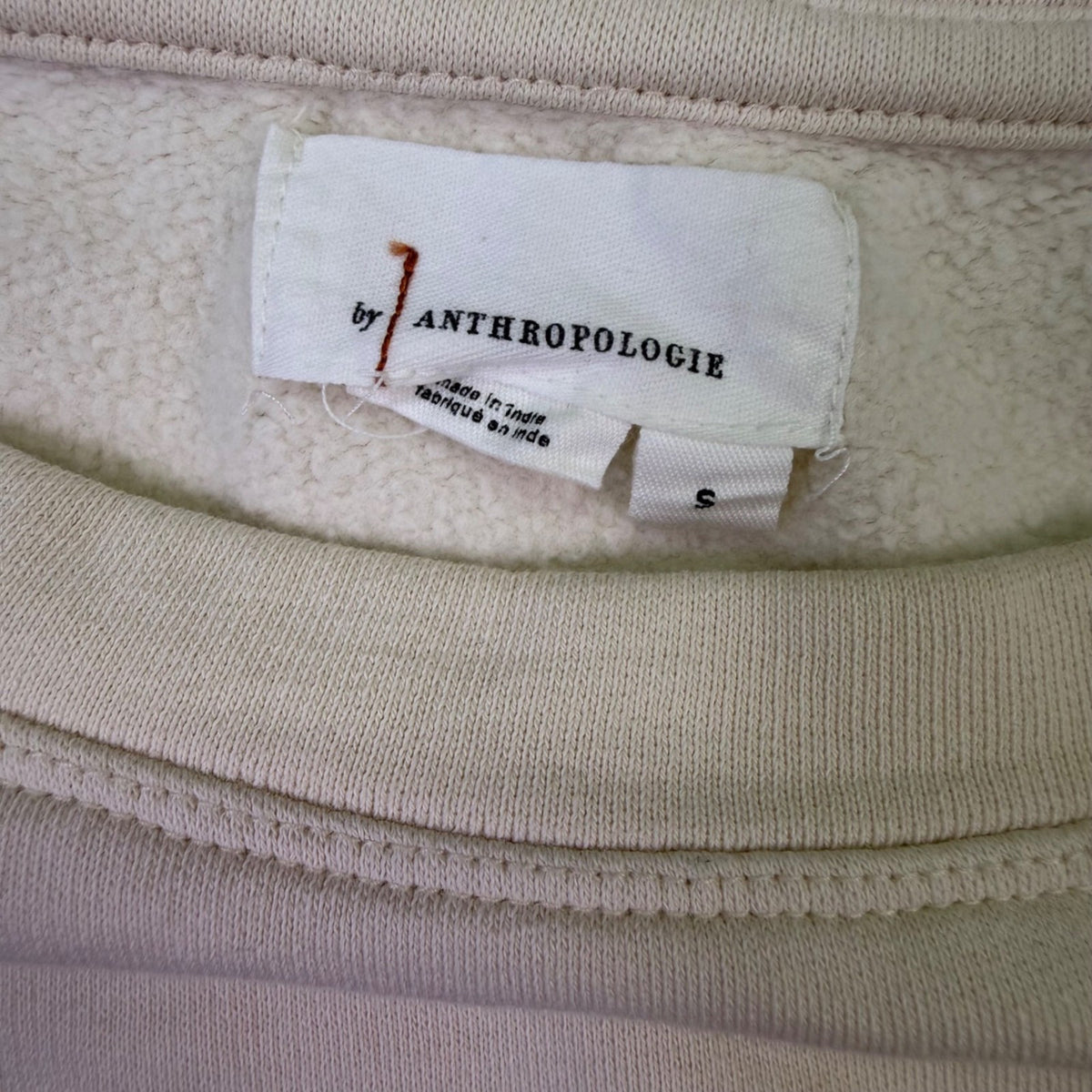 Anthropologie Womens Beige Cotton Cropped Long Sleeve Top Size S