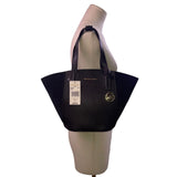 Michael Kors Women’s Black Leather With Logo Accents Portia Small Tote Bag