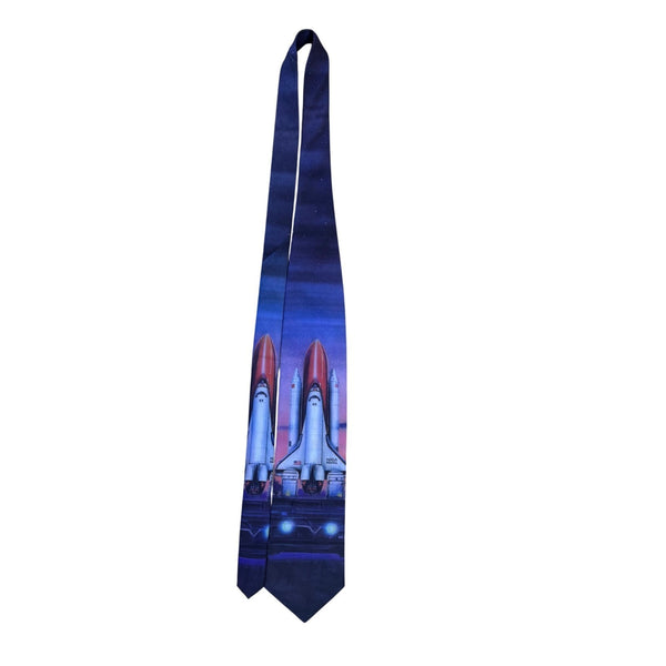 Un-Tied Inc Mens Multicolor Polyester Space Shuttle Discovery Print Tie USA Made
