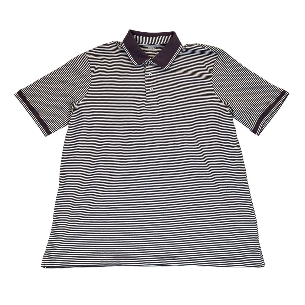 Lands End Mens Purple/White Striped Supima Polo Shirt Short Sleeve Sz 46-48