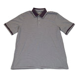 Lands End Mens Purple/White Striped Supima Polo Shirt Short Sleeve Sz 46-48