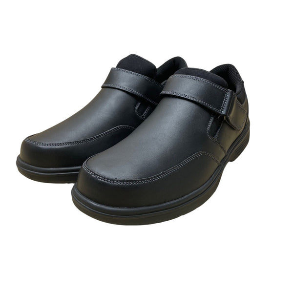 Orthofeet Men’s Black Leather Hook & Loop Strap Orthopedic Shoes Size 12 Medium
