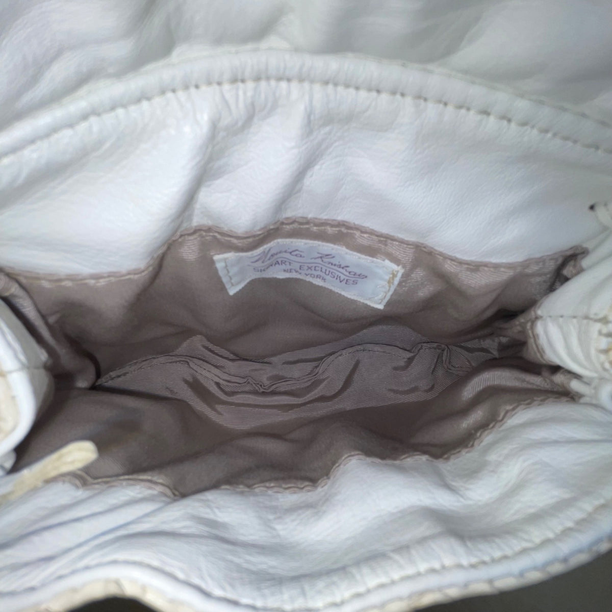 Novita Krishan Women’s White Snakeskin Embossed Rhinestone Clasp Crossbody Bag