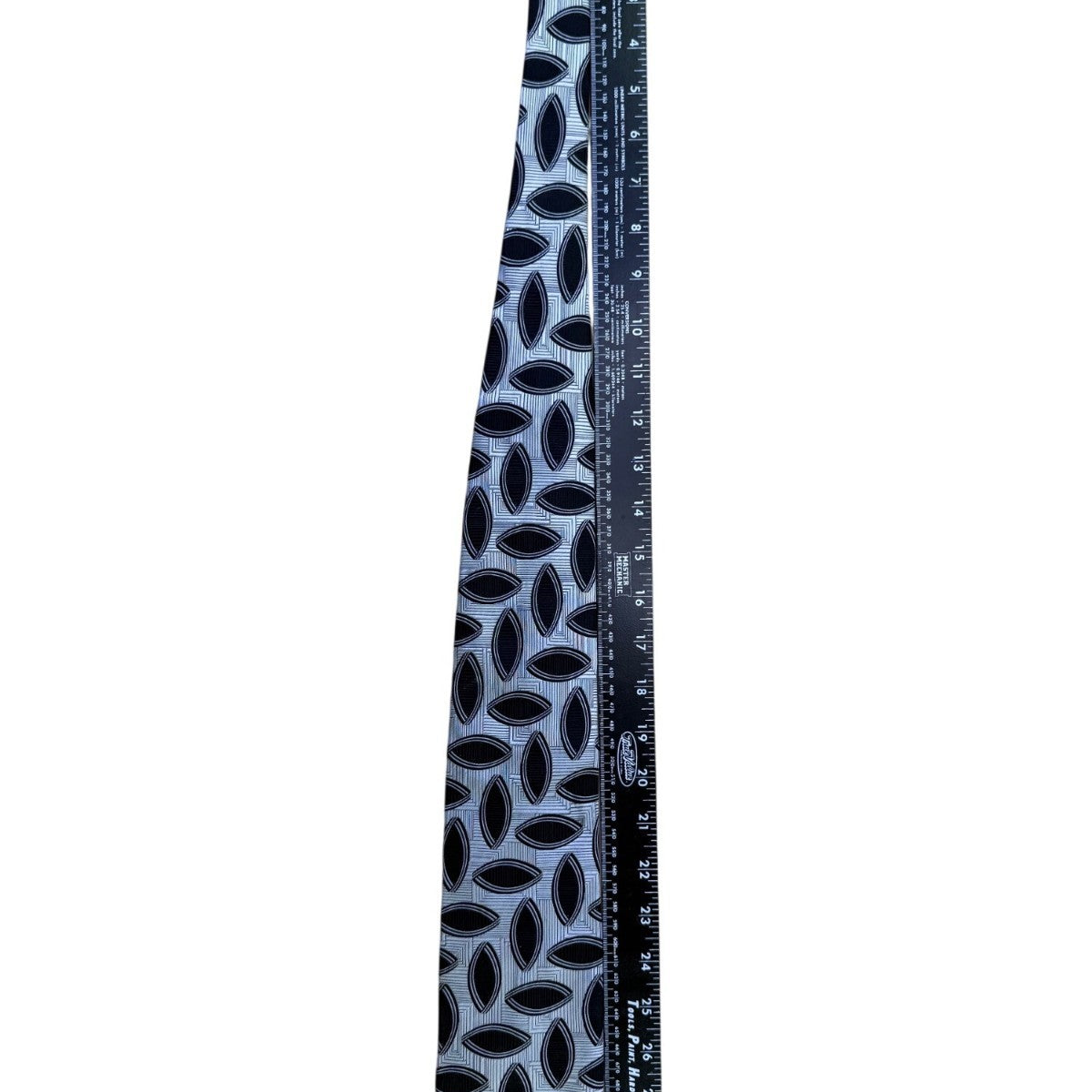Five Star Mens Black & White 100% Silk Geometric Pattern Designer Necktie