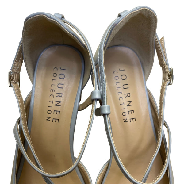 Journee Collection Women’s Gray Faux Leather Strappy Pointed Toe Heels Size 7.5