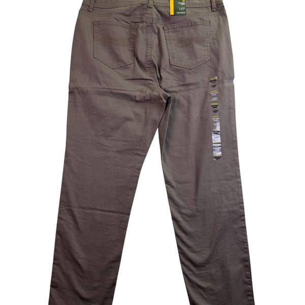 Style & Co Women Brown Slim Leg Pants High Rise Tummy Control 16P