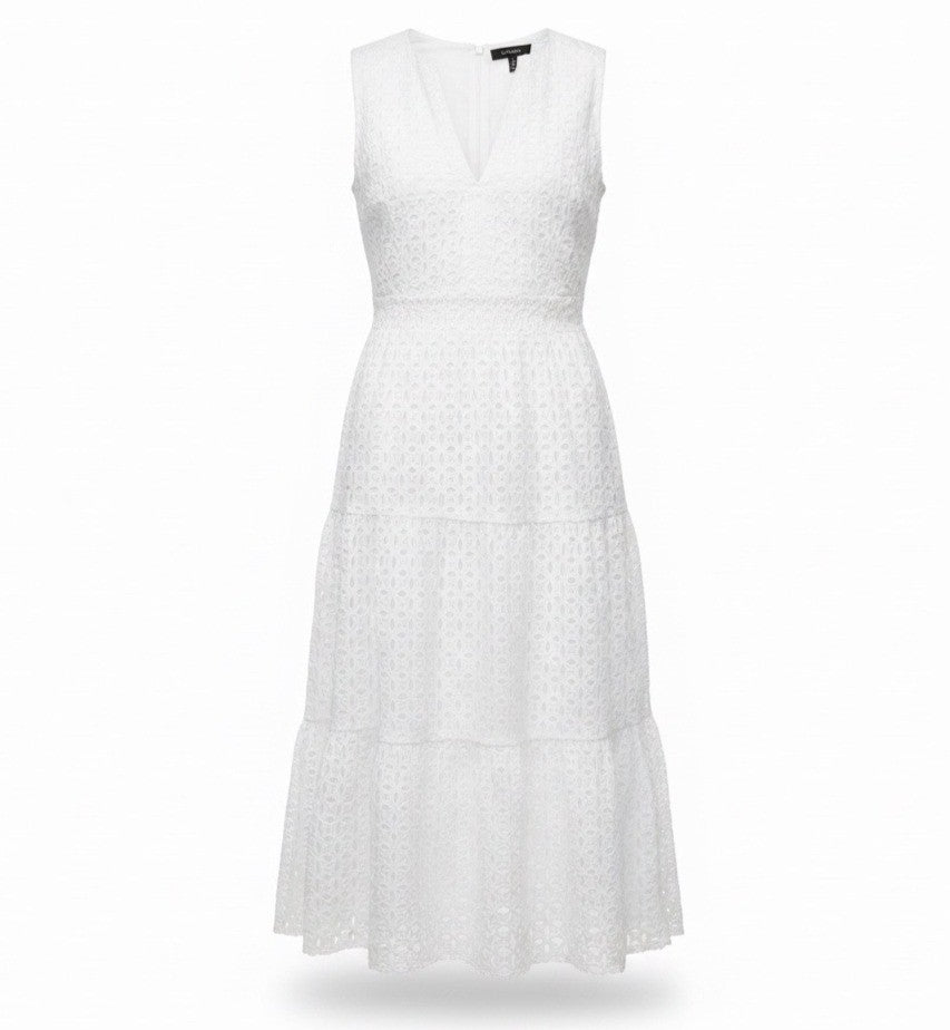 Zesica Women’s White Eyelet Sleeveless Maxi Dress Size XL
