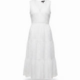 Zesica Women’s White Eyelet Sleeveless Maxi Dress Size XL