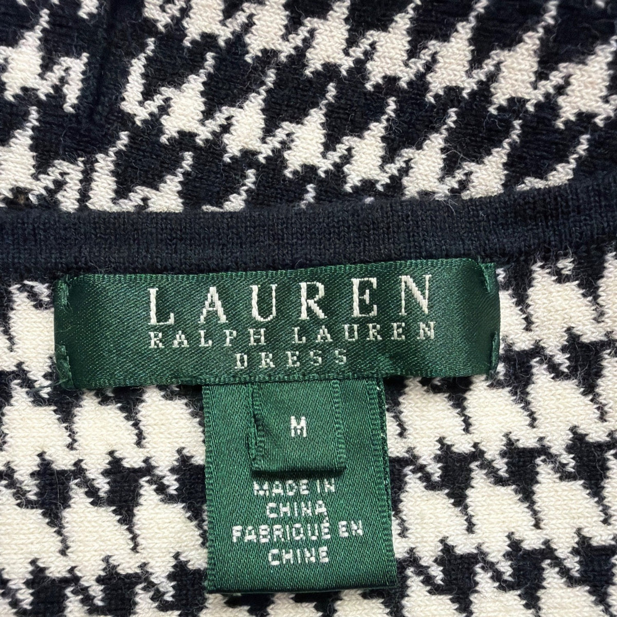 Lauren Ralph Lauren Womens Black & White Houndstooth Pleated Dress Sz M