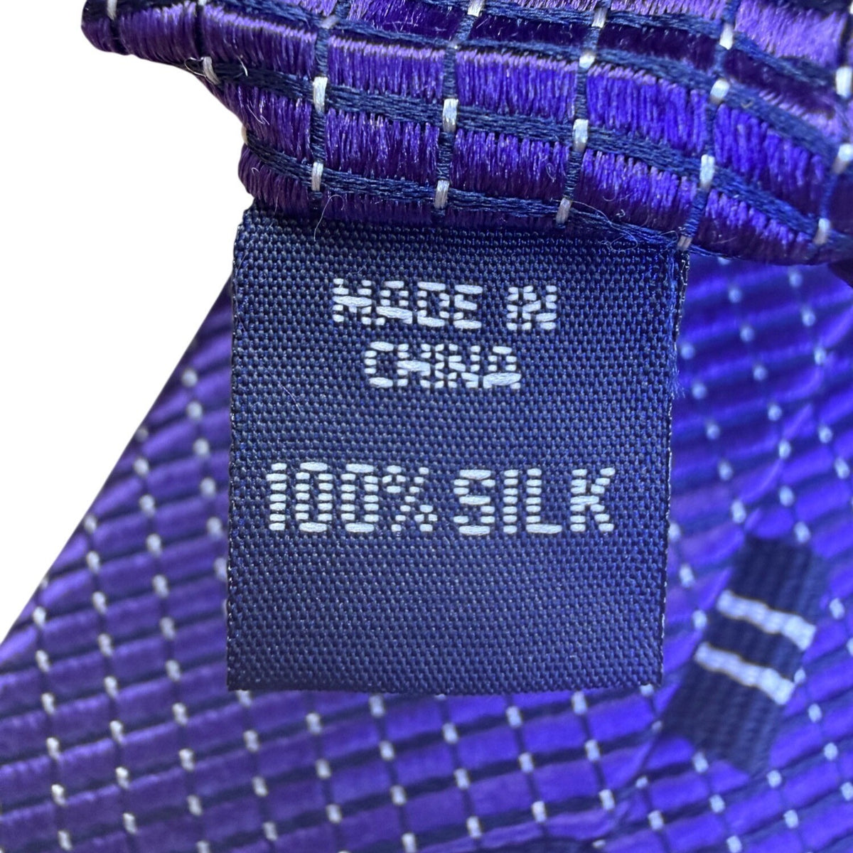 Nautica Mens Blue Silk Checkered Necktie Woven Pattern