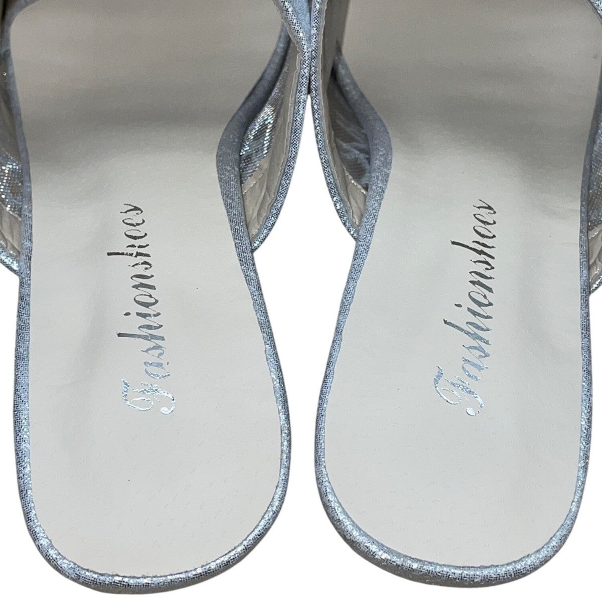 FashionShoes Women’s Silver Glitter Mesh Chic Slip-On Open-Toe Block Heel Sz 37