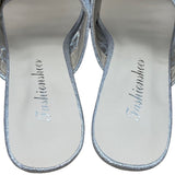 FashionShoes Women’s Silver Glitter Mesh Chic Slip-On Open-Toe Block Heel Sz 37