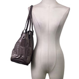 Tods Women’s Gray Patent & Brown Double Strap Signature Logo Accent Tote Bag
