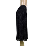 Coldwater Creek Womens Black Floral Pleated Long Skirt Lightweight Size M