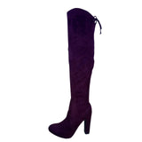 Unisa Women’s Purple Suede Back Tie Pull-On Over-Knee High Heel Boots Size 6.5M