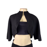 Chado Ralph Rucci Black Short Cropped Bolero Jacket Women Open Front