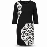 Just Taylor Womens Black & White Rayon/Nylon Patterned Shift Dress Size 14