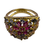 Cate DArgent Womens Gold Tone Sterling Silver 925 Floral Swarovski Bouquet Ring