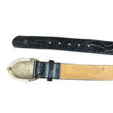 Streets Ahead Womens Black Leather Belt Croc Embossed Western Silver Buckle M