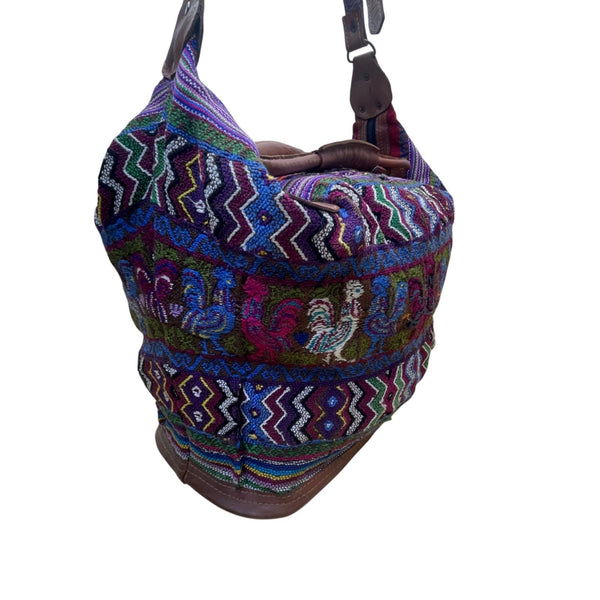 Women’s Colorful Handwoven Shoulder Bag With Adjustable Leather Strap & Zipper