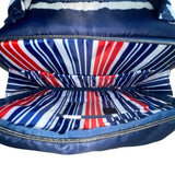 Lug Bebop Women’s Navy & White Adjustable Strap Quilted Striped Crossbody Bag