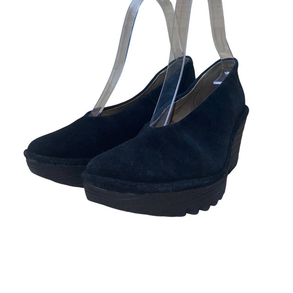 Fly London Women’s Black Suede Slip-On Design Wedge Platform Shoes Size 39
