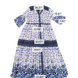 R. Vivimos Womens Blue & White Floral Maxi Dress Cotton Button Down Size XL