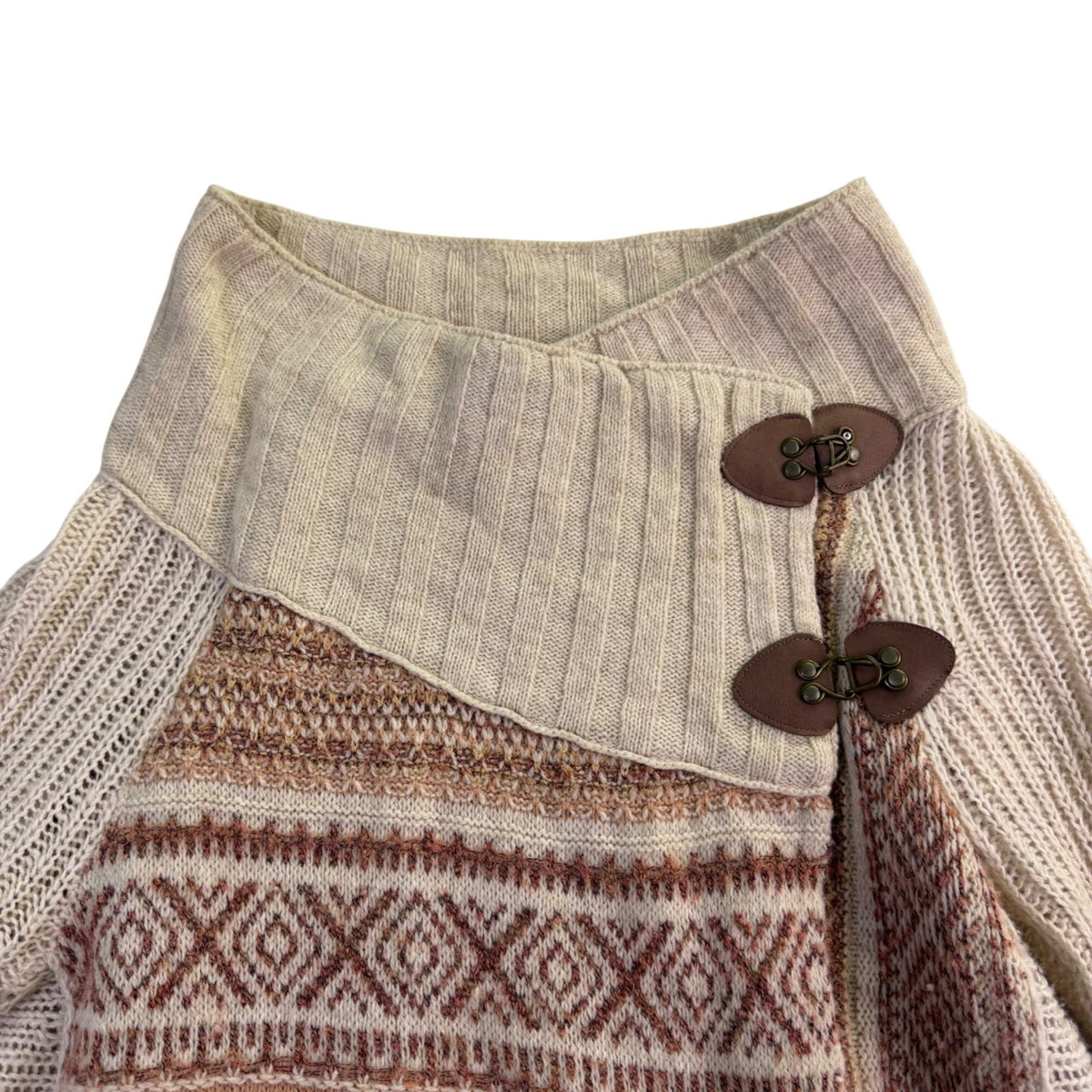 Free People Womens Beige Fringe Knit Cardigan Sweater Long Sleeve Size XS