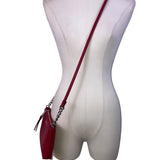 Calvin Klein Women’s Red Faux Leather Chain Strap Zip Closure Crossbody Bag