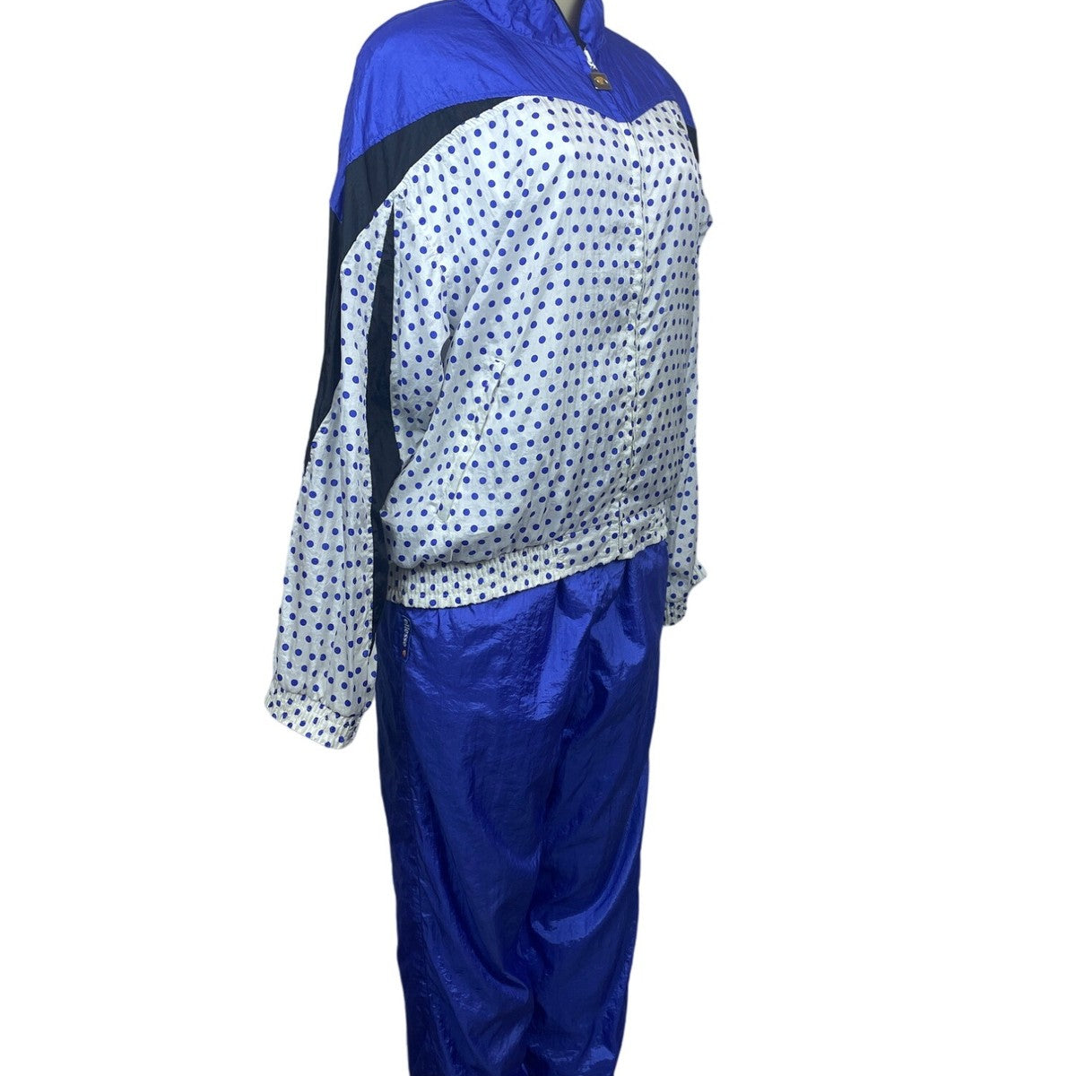 Ellesse Womens Blue Polka Dot Tracksuit Set Nylon Polyester Cotton Size 3