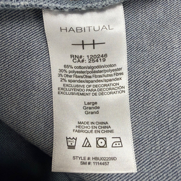Habitual Womens Blue Cotton Denim Midi Slip Dress W/ Slit  Casual Stylish Size L