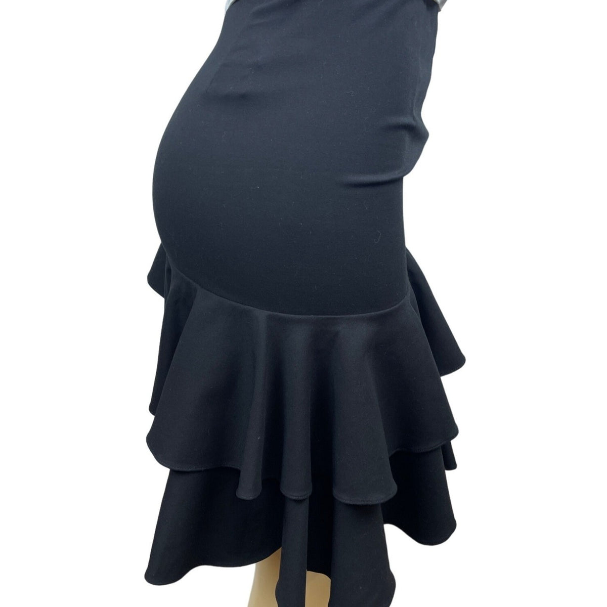 Ralph Lauren Womens Black Cotton Ruffle Skirt Size 4 Modern Style Elegant