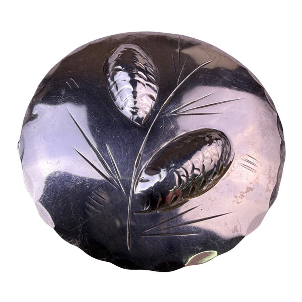 Sterling Vintage Silver Brooch Pin Pinecone Round Design Stamped 925 Signed NE