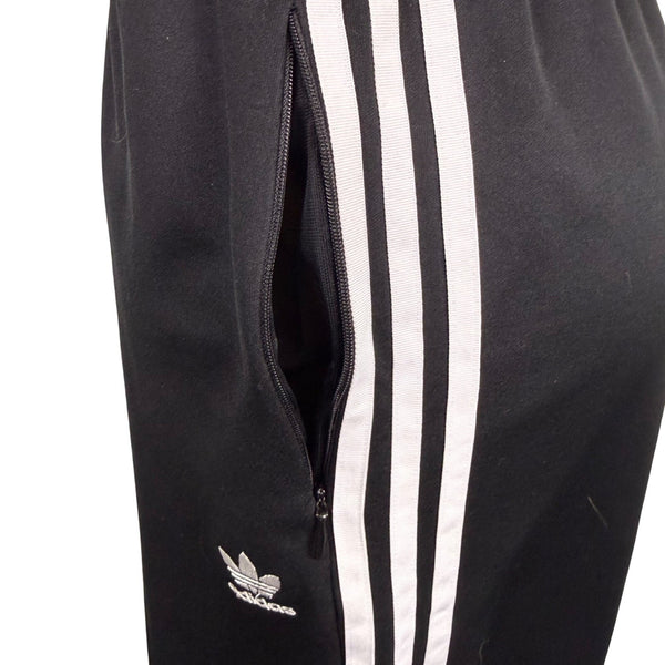 Adidas Mens Black Track Pants White Striped Casual Elastic Waist Zippered Sz M