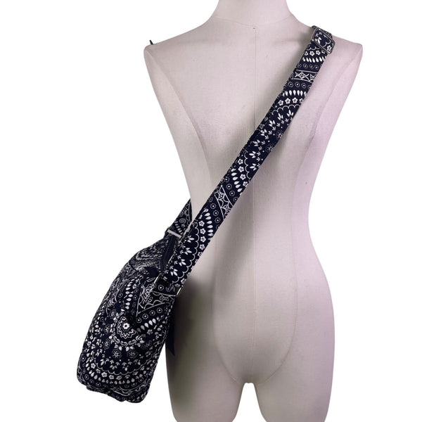 Vera Bradley Women’s Black Floral Mandala Pattern Adjustable Strap Crossbody Bag