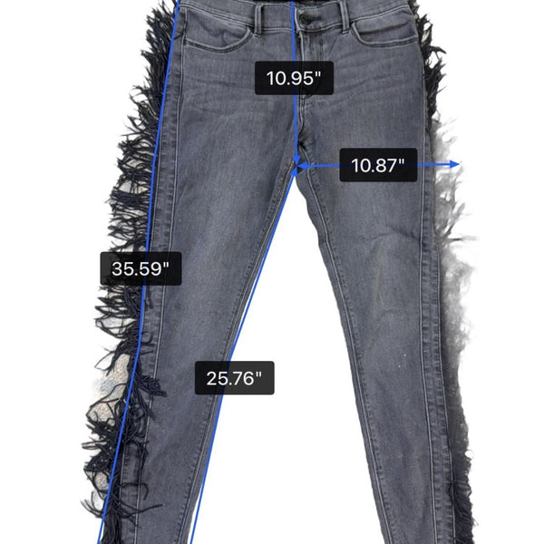 Express Womens Black Fringe-Trim Mid-Rise Legging Jeans Size 4R